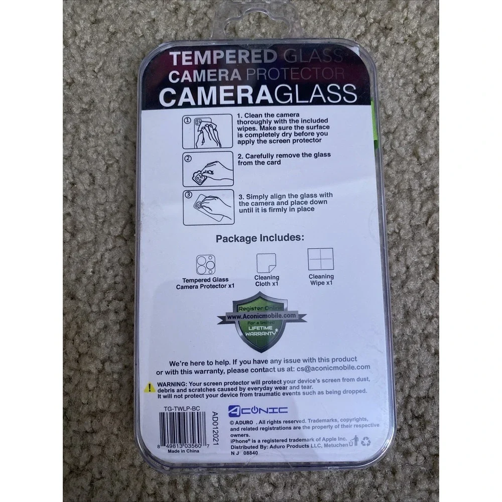 Duraglass Tempered Glass Camera Protector for iPhone 12 Pro Lens HD Clarity NWT